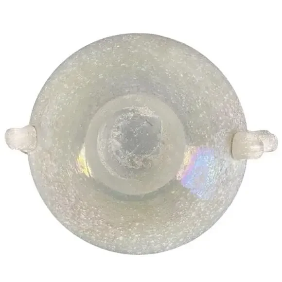 Murano Corroso Scavo Iridescent Frosted Vase Ribbon Handles 1960s Art Glass - Picture 7 of 11